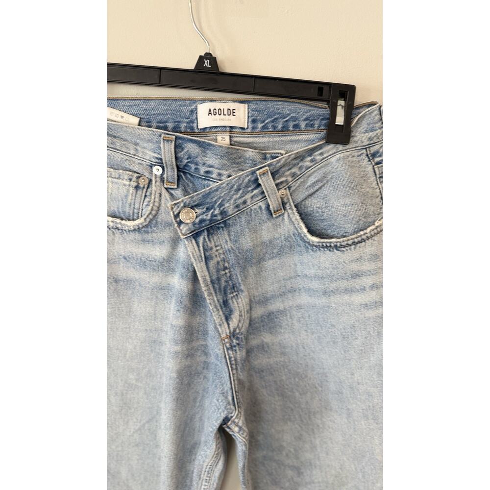 Agolde Criss Cross Upsized Jean High Rise Cross Front Straight Leg Size 25 2661 - Picture 5 of 12